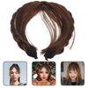 OSALADI Bang Hair Bands Synthetic Headband Wig with Bangs Front Hair Bangs Headband Braided Hair Hoop for Women, front hair extensions Light front hair bangs Brown headband bangs