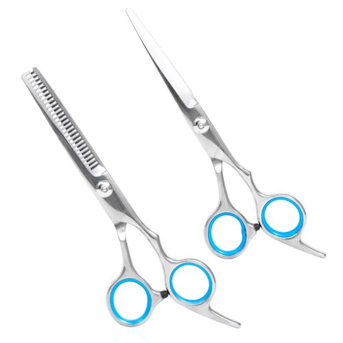 Professional Hair Cutting Scissors Thinning Teeth Shears with Carbon Comb Set Stainless Steel 6.5 inch Razor Edge Haircut Shears Kit for Home, Salon, Barber