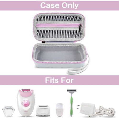 Case Compatible with Braun Epilator Silk-epil 3 3-270, Storage for Hair Removal Shaver & Trimmer for Women, Holder for Facial Epilator & Razors Head, Cleaning Brush, Charger (Box Only)