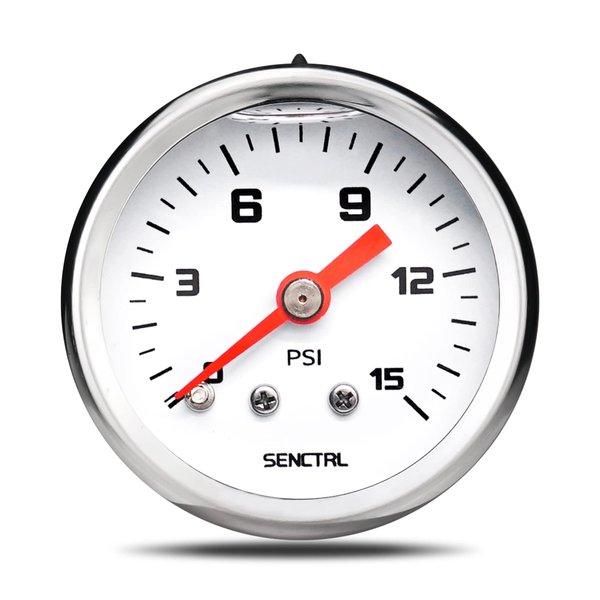 SENCTRL 0-15 Psi Fuel Pressure Gauge, 1-1/2" Dial Size, 1/8" NPT Back Mount, Silicone Oil Liquid Filled, Stainless Steel Case, Inline Low Pressure Gauge, for Water Oil Air Pressure Test