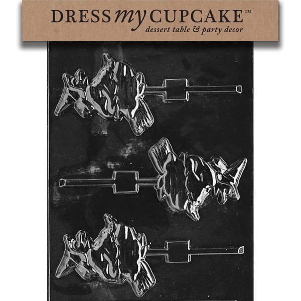 Dress My Cupcake Chocolate Candy Mold, Witch on Broom Lollipop, Halloween
