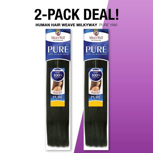 2-PACK DEALS! Human Hair Weave MilkyWay Pure Yaki (10", 1B)