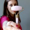 Rose Quartz Wand Facial Roller Self-Care Beauty Pink Crystal 5.75 Inches