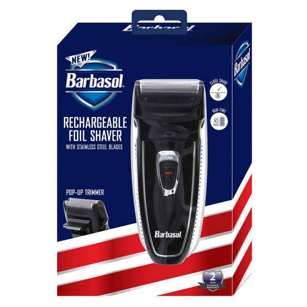 Barbasol Rechargeable Electric Foil Shaver with Stainless Steel Blades and Pop Up Trimmer