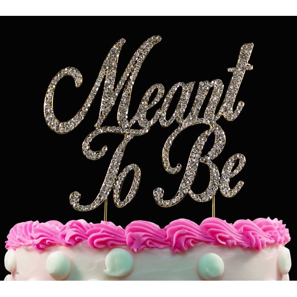 Yacanna Gold Bling Crystal Cake Toppers - Meant to Be Cake Topper Weddings Bridal Showers Anniversary