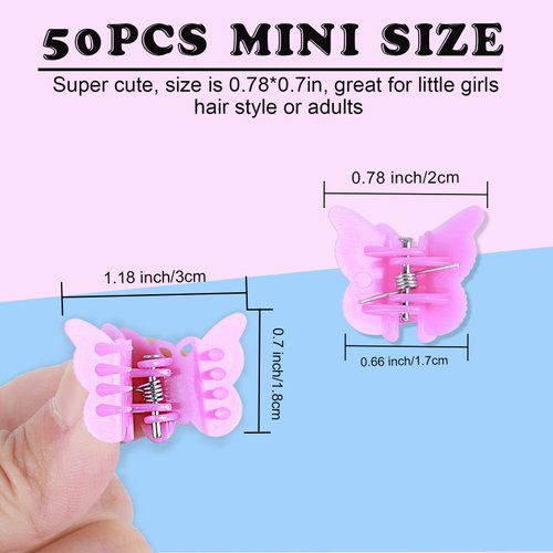 YGDZ Butterfly Hair Clips, 50pcs Cute Baby Hair Claw Clips Small Butterfly Hair Clips Accessories for Hair 90s Girls Women