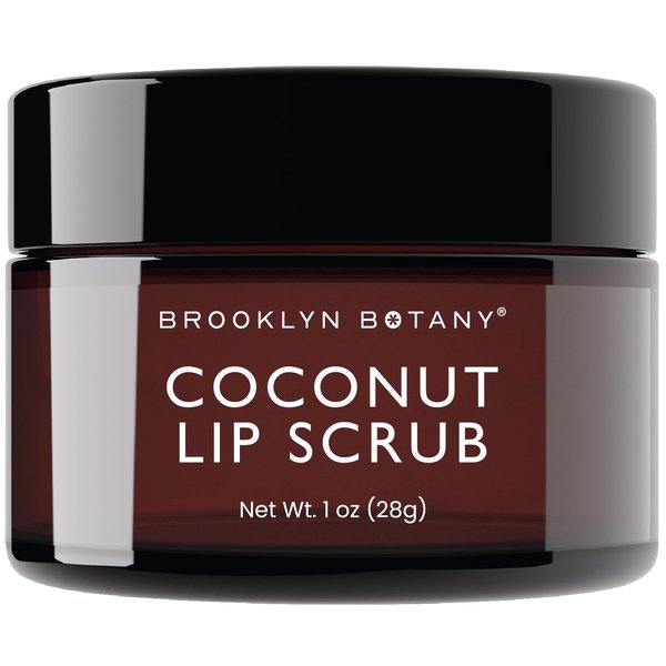 Brooklyn Botany Lip Scrub Exfoliator 1 oz – Lip Moisturizer for Dry Lips and Chapped Lips – Gentle Lip Exfoliator for Smooth and Brighter Lips – Coconut Flavor