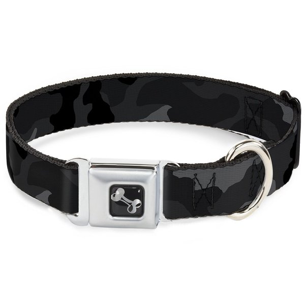 Dog Collar Seatbelt Buckle Camo Charcoal 16 to 23 Inches 1.5 Inch Wide