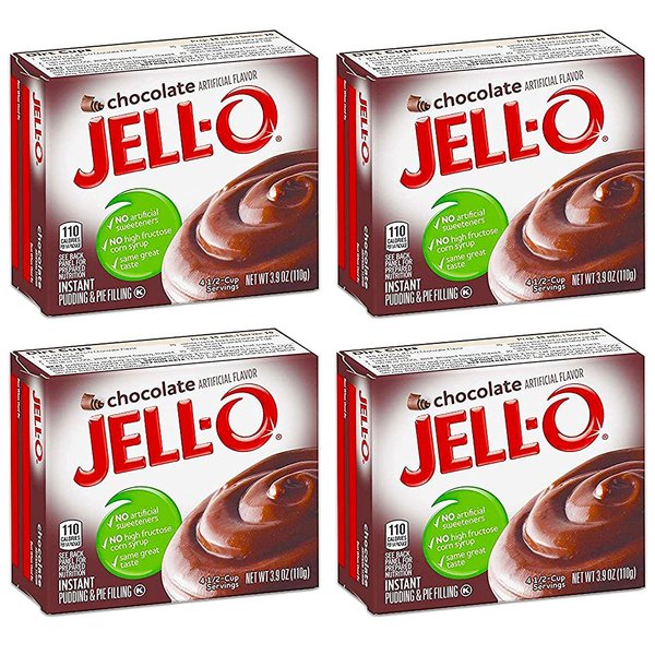 Jell-O Chocolate Instant Pudding & Pie Filling, 3.9 Ounce (Pack of 4)