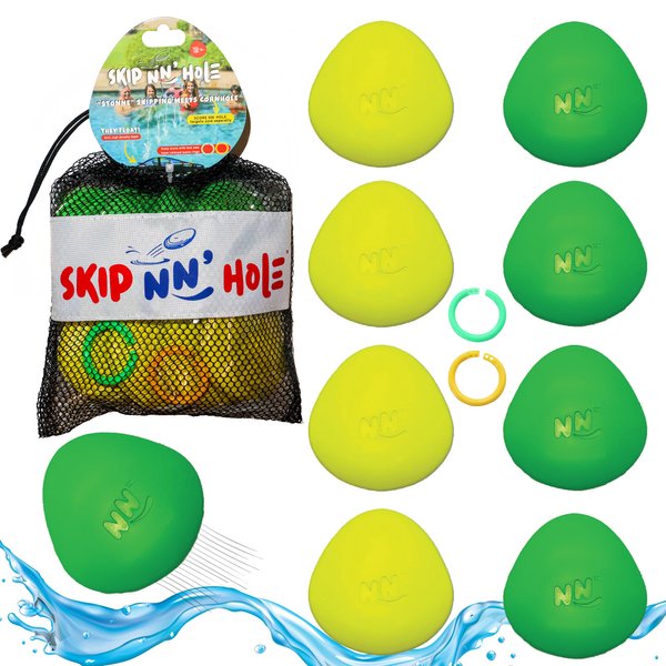 Skip NN' Hole Game Mode | Targets NOT Included | Pool Toys | Skipping Stones Meets Playing Catch with Soft Floating Stonnes | Fun for The Pool, Lake, Beach |