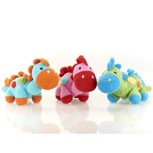 Pebble 200-326 Steggy Dinosaur Rattle, 8.7-inch Length, Cotton Yarn, Green