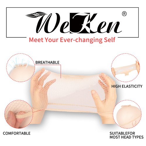 WeKen Individual Package Wig Cap, 4PCS Beige Mesh Wig Cap Net, Two End Open Mesh Net Wig Caps, Liner Weaving Caps for Women, Men, Kids