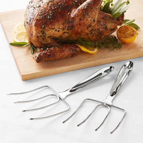 KAYCROWN Turkey Lifter Forks, Stainless Steel Poultry Lifters Set of 2, Roast Lifters Poultry Forks Carving Fork Great for Thanksgiving, Transfer Turkey or Ham Easily