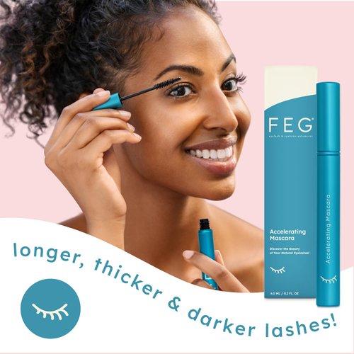FEG Accelerating Mascara with Growth Serum | Eyelash Growth Mascara with Natural Ingredients to Lengthen, Thicken, Curl, and Darken Your Lashes | Lengthens and Defines Eyelashes | 6 mL | Single Pack