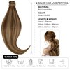 Caliee 18Inch Long Ponytail Extension Human Hair 80G Virgin Ponytail Hair Extensions Real Human Hair R4-4-6 Balayage Dark Brown to Medium Brown Soft Skily Straight Wrap Around Hair Pieces for Women