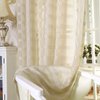 JAIJY 78" Volie Semi Screen 2Pc Tulle Backdrop Curtains Buffalo Check Striped Gingham Sheer Linen Fabric Window Curtain Panel Decorative Grommet Top Bedroom Drapes, 2 Panels, 78 inch Length, Beige