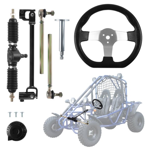 270mm Front Steering Wheel Tie Rod Gear Rack Pinion Shaft Kit Fit for ATV Go Kart Quad Trike
