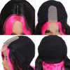 msloosily Hot Pink Skunk Stripe Wigs 22inch Highlight Synthetic Hair Lace Front Wigs for Black Women Middle Part Fake Scalp Long Wavy Wig Natural Looking Synthetic Body Wave Wigs