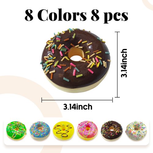 Fake Donuts, 12 Pcs 3.1 inches Stress Relief Donuts Foam Squeeze Stress Relief Donuts,6 Colors Realistic Artificial Fake Doughnut Model for Donut Party Favors Birthday Party Shop Decoration