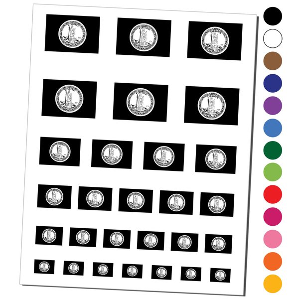 Virginia State Flag Temporary Tattoo Water Resistant Fake Body Art Set Collection - Black (One Sheet)