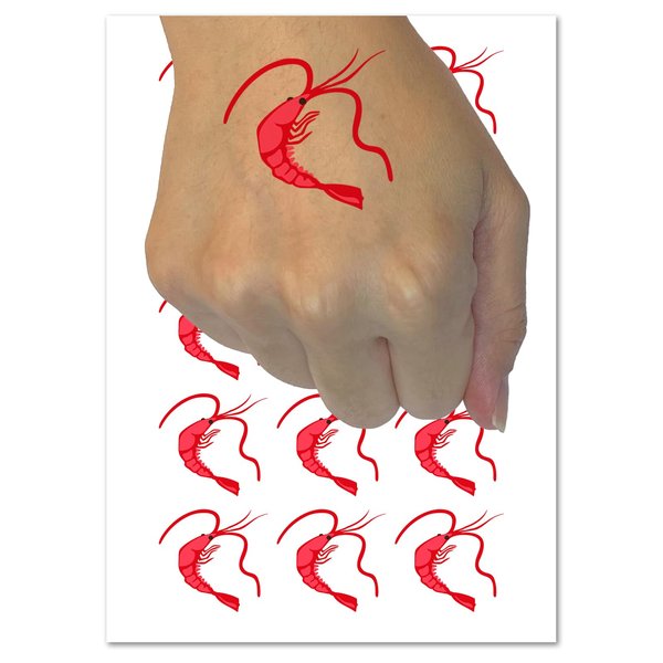 Shrimp Solid Temporary Tattoo Water Resistant Fake Body Art Set Collection - 54 1" Tattoos (1 Sheet)