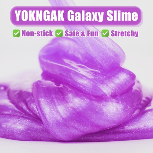GHOBROFY Galaxy Slime 2 Pack, Stress Relief Clear Slime for Kids Education, Slime Party Favors Soft and Non Sticky Crunchy Slime for Girls and Boys, Pink