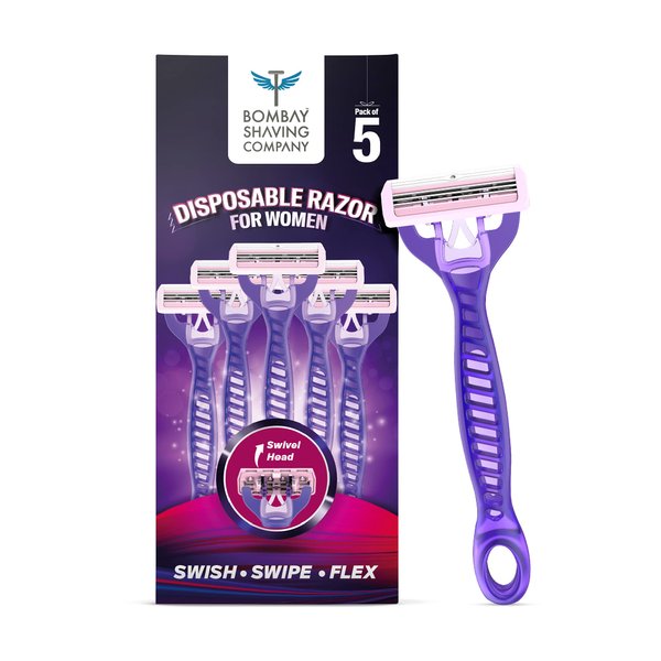 BOMBAE Hair Removal Razor for Women (Pack of 5) | Safe and Hygienic | Experience close and irritation-free shaves | Aloe Vera and Vitamin E