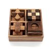 BSIRI Wooden Puzzle Box Set (4 Games) - Challenging Brain Teasers 3D Puzzles for Adults, Interlocking Games for IQ Test. Ideal for Rustic Patio Decor, Unique Gift for Christmas and Birthdays