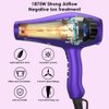 Wazor 3rd Generation Lightweight Low Noise Hair Dryer,( 1875W Tourmaline Ceramic Negative Ionic Blow Dryer）2 Speed 3 Heat Settings Cool Shot with Diffuser Concentrator(Purple)