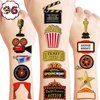 Movie Night Temporary Tattoos Birthday Theme Party Decorations Favors Supplies Cute Stickers Tattoo 8 Sheets 96 PCS Gifts for Kids Girls Boys Decor Class School Reward Carnival Christmas