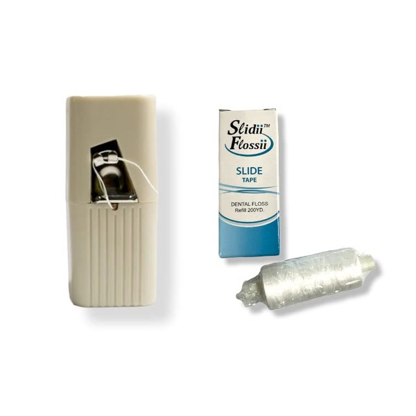 Dental Floss and Dispensers - 200 Yards Spools - 2 Spools Included - 400 Yards of Dental Floss (Slide Tape Floss)