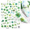 St. Patrick’s Day Nail Art Stickers Shamrock Nail Stickers 3D Self-Adhesive Luck of The Irish Nail Decals Leprechaun Shamrock Nail Deisgn for Women Girls Green Nail Art Supplies Decoration 6sheets