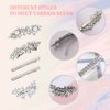 Meckerni 5 Packs Rhinestone Hair Clips for Women, Sliver Pearl Flower Hair Barrettes Crystal Bridal Hair Pins Hair Accessories for Women Wedding