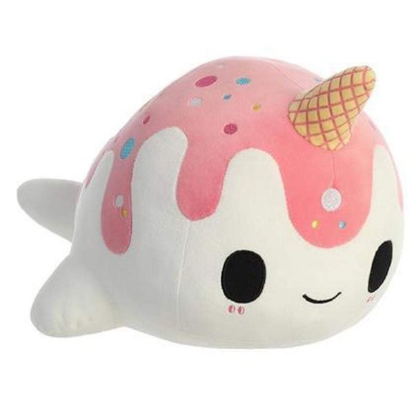 Aurora® Enchanting Tasty Peach® Vanilla-Berry Nomwhal Stuffed Animal - Bright & Colorful Design - Showpiece Plush - White 12.5 Inches