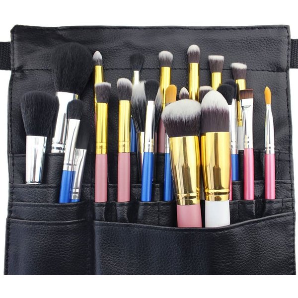 Hotrose 22 Pockets Professional Cosmetic Makeup Brush Bag with Artist Belt Strap for Women (Brush Not Included)