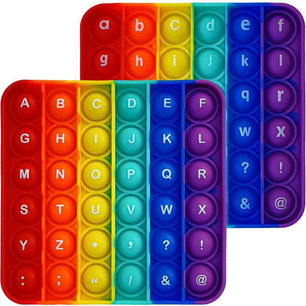 Proweber Alphabet Pop Fidget Toy Letters ABC Numbers Learning and Educational Toys Square Sensory Toys Popper Games Stress Relief Gifts for Kids 2 Packs Single Side(Uppercase and Lowercase Letters)