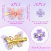 VENOFEN 18PCS Butterfly Hair Clips Purple Mini Flower Clips for Girls Glitter Hair Butterfly with Crystal Rhinestones Cute Tiny Flower Hair Barrattes Y2K Hair Accessories for Women and Girls