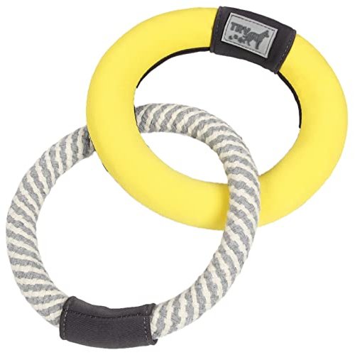 Pet Life ® 'Ring Toss' Dual-Connecting Jute Rope and Floating Ring Dog Toy