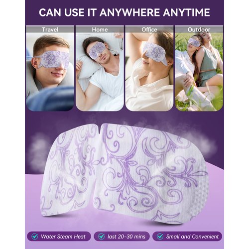 30 Packs Lavender Steam Eye Mask - Heated Eye Mask for Dark Circles and Puffiness Warm Eye Mask for Dry Eye Mask Relief Eye Fatigue Headache Hot Sleep Eye Mask for Disposable Moist Heat Eye Compress