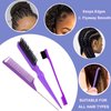 Hair Styling Set for Women, Girls & Kids: Teasing Brush, Rat Tail Comb, Edge Brush for Braiding & Backcombing Styling (Purple)