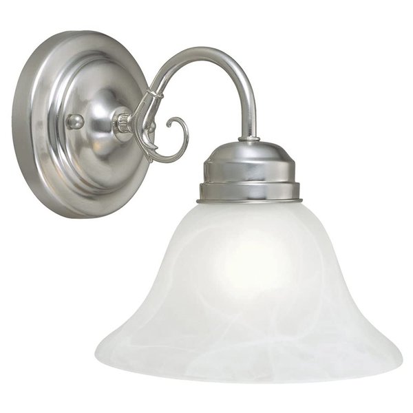 Design House 511618 Millbridge Wall Light Traditional 1-Light Indoor Dimmable Light with Alabaster Glass for Bathroom Hallway Foyer, Satin Nickel