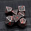 Haxtec Bloodstained Metal DND Dice Set Blood Polyhedral D&D Dice for Dungeons and Dragons Gift TTRPG Antique Metal Halloween Dice