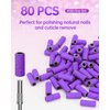 YBLNTEK Sanding Bands for Nail Drill, 80 Pcs Small Sanding Bands with 3.1mm Mandrel Bit, 180 Fine Grit Nail Sanding Bands for Acrylic Nails Gel Removing Nail Salon Home Use, Purple