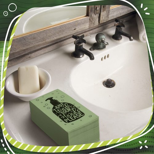 Disposable Guest Towels Bathroom Paper Towels Guest Hand Towels Napkins Just Wash Your Hands Please Bathroom Napkins for Powder Room Wedding Holiday (Sage Green, 200 Pcs)