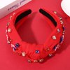 American Flag Headband Earrings 4th of July Star Beaded Knotted Headband Earrings for Women Girls USA Patriotic Red White Blue Rhinestone Jewelry Wide Knot Headband Independence Day Party Favors
