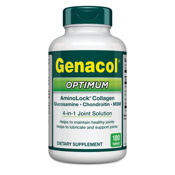 Genacol Glucosamine, Chondroitin, MSM and Collagen Joint Support Supplement for Men & Women Joint Health Patented Formula | Glucosamina Condroitina y Colageno Optimum 180 Tablets