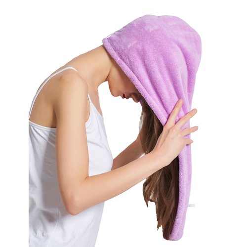 HOPESHINE Women's Soft Shower Hair Towel Twist Hair Turban Wrap Drying Cap Great Gift for Women (Purple 3-Pack)