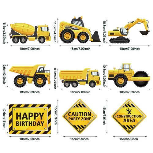 30 Pieces Construction Birthday Party Supplies Construction Party Decoration Zone Party Hanging Swirl Traffic Zone Theme Streamers, Kids Boy Construction Truck Party Foil Swirls Decorations (Cool)