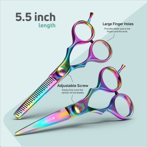 Suvorna 5.5" Hair Cutting Scissors Professional with Thinning Shears for Hair Cutting, Right Hand Professional Hair Scissors, Barber Shears Set, Hair Shears Professional, 2 piece Hair Cutting Shears.