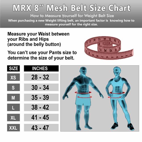 MRX Weight Lifting Belts Fitness Training Gym Back Support Belt 8" Wide (Red, Medium)